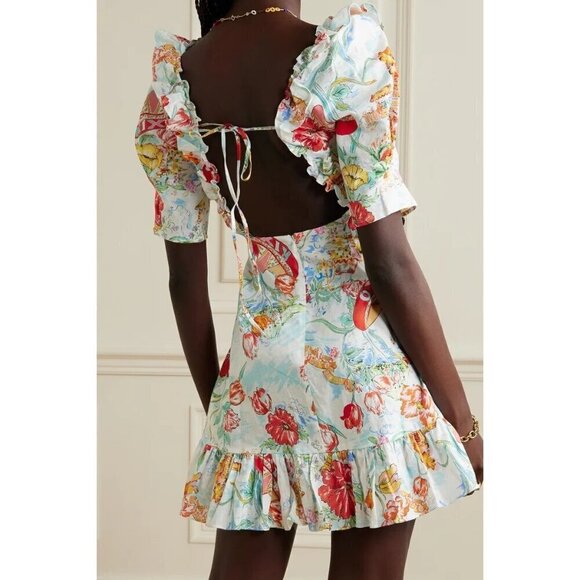 Rixo Camile Ruffle Mini Dress Multicolor in 8 Womens Linen ruffle - Picture 3 of 16